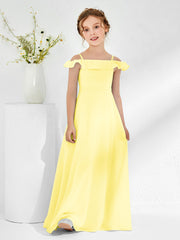 Abiti Damigella Junior In Chiffon Linea A Con Spalle Scoperte Limone