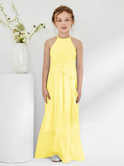Abiti Damigella Junior Con Collo Halter E Cinta Limone