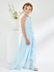 Abiti Damigella Junior Con Collo Halter E Cinta Blu Cielo