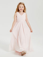 Abiti Damigella Stile Boho Lunghi In Chiffon Gonna A Cascata Rosa Cipria