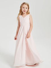 Abiti Damigella Stile Boho Lunghi In Chiffon Gonna A Cascata Rosa Cipria