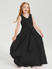 Abiti Damigella Stile Boho Lunghi In Chiffon Gonna A Cascata Nero