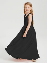 Abiti Damigella Stile Boho Lunghi In Chiffon Gonna A Cascata Nero