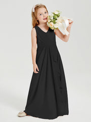 Abiti Damigella Stile Boho Lunghi In Chiffon Gonna A Cascata Nero
