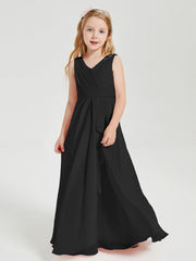Abiti Damigella Stile Boho Lunghi In Chiffon Gonna A Cascata Nero