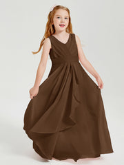 Abiti Damigella Stile Boho Lunghi In Chiffon Gonna A Cascata Marrone