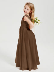 Abiti Damigella Stile Boho Lunghi In Chiffon Gonna A Cascata Cioccolato