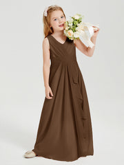 Abiti Damigella Stile Boho Lunghi In Chiffon Gonna A Cascata Cioccolato