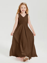 Abiti Damigella Stile Boho Lunghi In Chiffon Gonna A Cascata Marrone