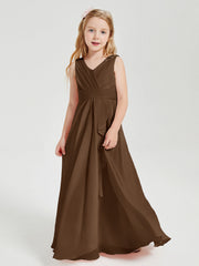 Abiti Damigella Stile Boho Lunghi In Chiffon Gonna A Cascata Cioccolato