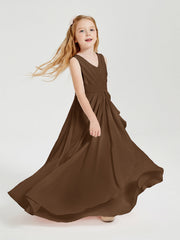 Abiti Damigella Stile Boho Lunghi In Chiffon Gonna A Cascata Marrone