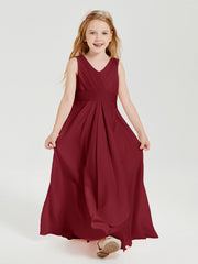 Abiti Damigella Stile Boho Lunghi In Chiffon Gonna A Cascata Borgogna