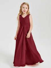 Abiti Damigella Stile Boho Lunghi In Chiffon Gonna A Cascata Borgogna