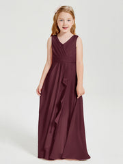 Abiti Damigella Stile Boho Lunghi In Chiffon Gonna A Cascata Cabernet