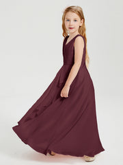 Abiti Damigella Stile Boho Lunghi In Chiffon Gonna A Cascata Cabernet