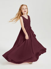 Abiti Damigella Stile Boho Lunghi In Chiffon Gonna A Cascata Cabernet