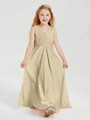 Abiti Damigella Stile Boho Lunghi In Chiffon Gonna A Cascata Champagne