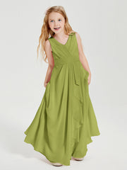 Abiti Damigella Stile Boho Lunghi In Chiffon Gonna A Cascata Trifoglio