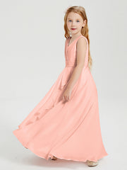 Abiti Damigella Stile Boho Lunghi In Chiffon Gonna A Cascata Corallo