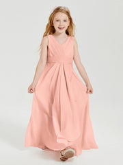 Abiti Damigella Stile Boho Lunghi In Chiffon Gonna A Cascata Corallo