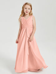 Abiti Damigella Stile Boho Lunghi In Chiffon Gonna A Cascata Corallo