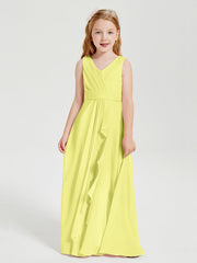 Abiti Damigella Stile Boho Lunghi In Chiffon Gonna A Cascata Narciso