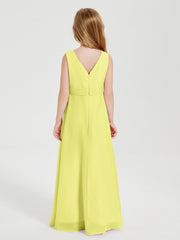 Abiti Damigella Stile Boho Lunghi In Chiffon Gonna A Cascata Narciso