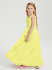 Abiti Damigella Stile Boho Lunghi In Chiffon Gonna A Cascata Narciso