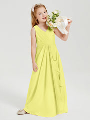 Abiti Damigella Stile Boho Lunghi In Chiffon Gonna A Cascata Narciso
