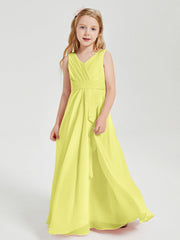 Abiti Damigella Stile Boho Lunghi In Chiffon Gonna A Cascata Narciso