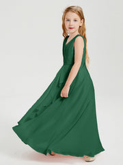 Abiti Damigella Stile Boho Lunghi In Chiffon Gonna A Cascata Verde Scuro
