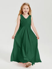 Abiti Damigella Stile Boho Lunghi In Chiffon Gonna A Cascata Verde Scuro
