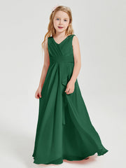 Abiti Damigella Stile Boho Lunghi In Chiffon Gonna A Cascata Verde Scuro
