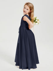 Abiti Damigella Stile Boho Lunghi In Chiffon Gonna A Cascata Blu Scuro