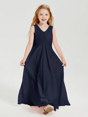 Abiti Damigella Stile Boho Lunghi In Chiffon Gonna A Cascata Blu Scuro