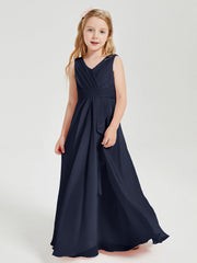 Abiti Damigella Stile Boho Lunghi In Chiffon Gonna A Cascata Blu Scuro
