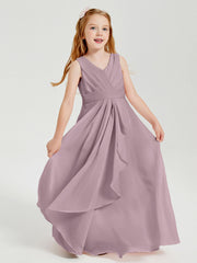 Abiti Damigella Stile Boho Lunghi In Chiffon Gonna A Cascata Crepuscolo