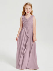 Abiti Damigella Stile Boho Lunghi In Chiffon Gonna A Cascata Crepuscolo