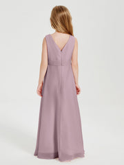 Abiti Damigella Stile Boho Lunghi In Chiffon Gonna A Cascata Crepuscolo