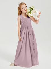Abiti Damigella Stile Boho Lunghi In Chiffon Gonna A Cascata Crepuscolo