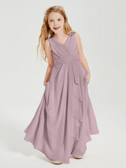 Abiti Damigella Stile Boho Lunghi In Chiffon Gonna A Cascata Crepuscolo