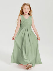 Abiti Damigella Stile Boho Lunghi In Chiffon Gonna A Cascata Salvia Polvere