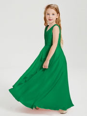 Abiti Damigella Stile Boho Lunghi In Chiffon Gonna A Cascata Smeraldo