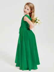Abiti Damigella Stile Boho Lunghi In Chiffon Gonna A Cascata Smeraldo