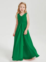 Abiti Damigella Stile Boho Lunghi In Chiffon Gonna A Cascata Smeraldo