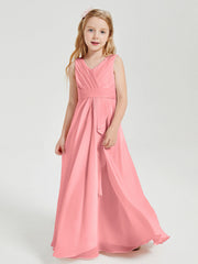 Abiti Damigella Stile Boho Lunghi In Chiffon Gonna A Cascata Fenicottero