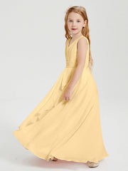 Abiti Damigella Stile Boho Lunghi In Chiffon Gonna A Cascata Oro