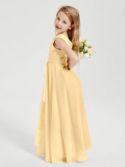 Abiti Damigella Stile Boho Lunghi In Chiffon Gonna A Cascata Oro