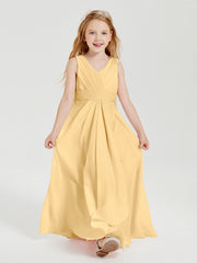 Abiti Damigella Stile Boho Lunghi In Chiffon Gonna A Cascata Oro