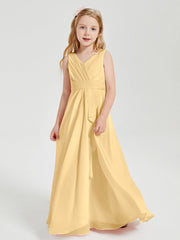 Abiti Damigella Stile Boho Lunghi In Chiffon Gonna A Cascata Oro